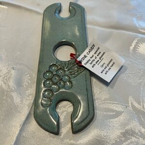 Green Ceramic Handcrafted Pottery Wine Caddy New